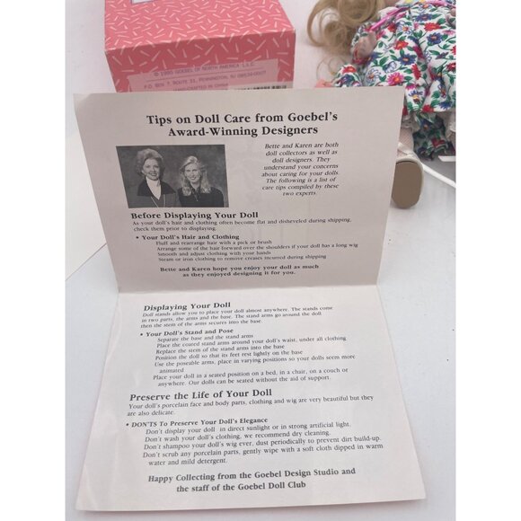 Goebel Porcelain Doll By Bette Ball Doll Club Exclusive With Floral Dress & Acce - Picture 9 of 10